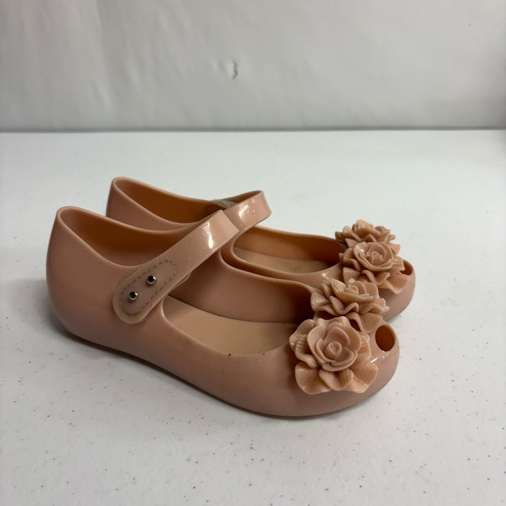Mini Melissa Girl's Ultragirl Flower BB mary jane flats in pink blush size 12